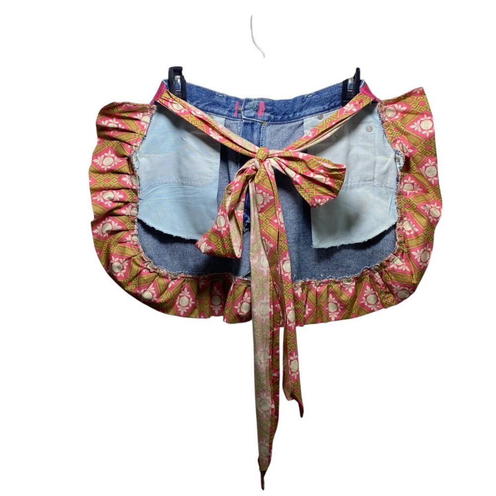 Artsy Festival Upcycle Denim Repurposed Waist Apron Colorful One Size Handmade - Picture 2 of 10